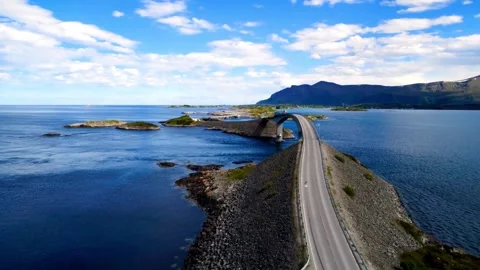 Panoramic View of Atlantic Road Bridge, Norway Vídeos de archivo 308635621