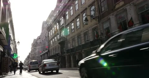 Panoramic View of Aurea Street, Lisbon, Portugal 스톡 동영상 59409367