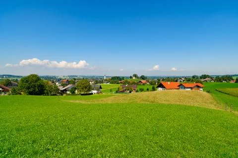 Panoramic view of an austrian landscape Stock Photos