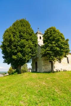 Panoramic view of an austrian landscape Stock Photos