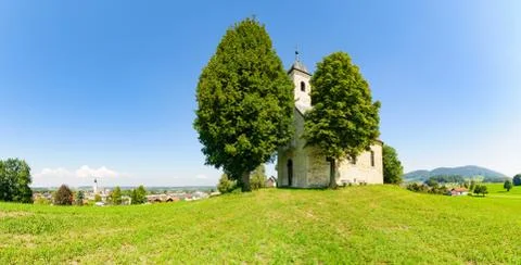 Panoramic view of an austrian landscape Stock Photos