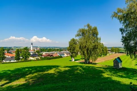 Panoramic view of an austrian landscape Stock Photos