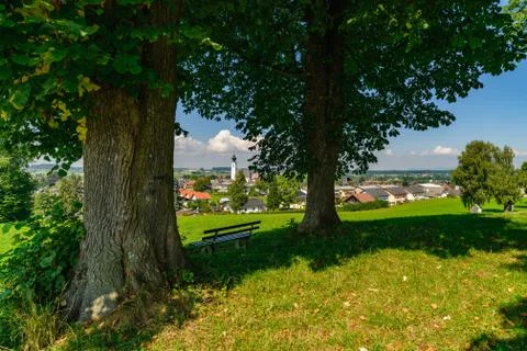 Panoramic view of an austrian landscape Stock Photos