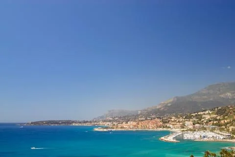 Panoramic view of azure coast Stock Photos