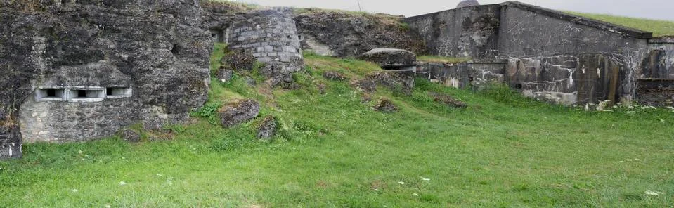 Panoramic view of the back side of Fort Douaumont. Stock Photos