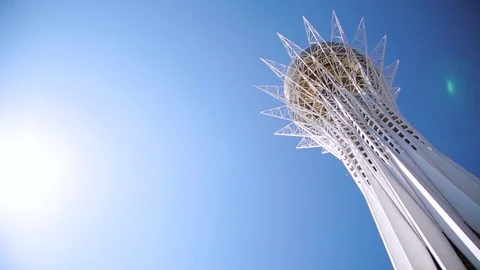 Panoramic view of the Baiterek tower in Kazakhstan, Astana Stock Footage 71488041