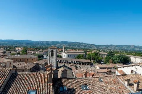 Panoramic view from the balcony of the large square Stock Photos