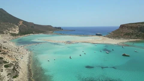 A panoramic view of Balos Beach, showcasing its stunning waters and surrounding Stock Footage 294867105