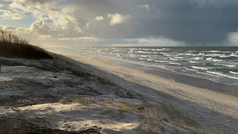 Panoramic view of Baltic sea on sunny winter day Stock Footage 167274002