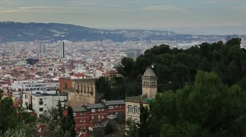 Panoramic view of Barcelona Stock Footage 20489478