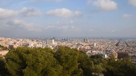 Panoramic view of Barcelona Stock Footage 86610509