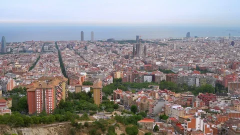 Panoramic view of barcelona from the mountain. Stock Footage 113117641