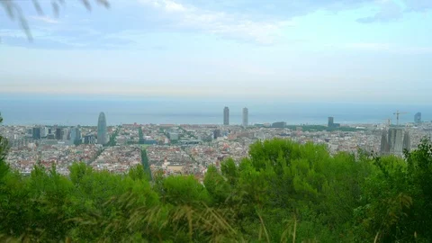Panoramic view of Barcelona from the mountain. Stock Footage 113118522