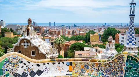 Panoramic view of Barcelona, Spain Stock-Fotos