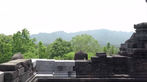Panoramic View, Bas Relief, Borobudur Temple Terrace, Java, Indonesia 스톡 동영상 308109379