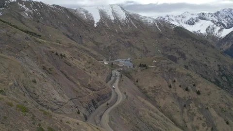 Panoramic view of the Basilica of Our Lady of La Salette in the French Alps Stock Footage 312237222