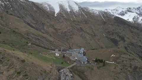 Panoramic view of the Basilica of Our Lady of La Salette in the French Alps Stock Footage 312237223