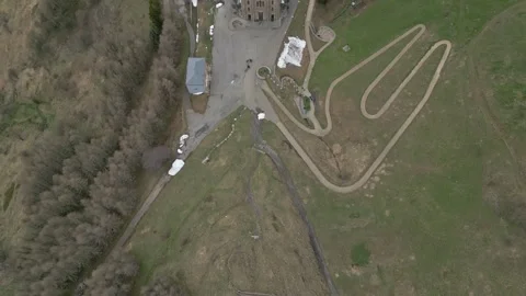 Panoramic view of the Basilica of Our Lady of La Salette in the French Alps Stock Footage 312237347
