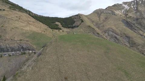 Panoramic view of the Basilica of Our Lady of La Salette in the French Alps Stock Footage 312237584