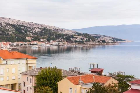 Panoramic view of Baska / Croatia Stock Photos
