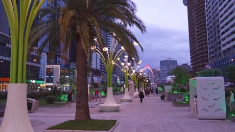 Panoramic view of Batumi, Georgia. View of center of Batumi and Heroes Alley. Stock Footage 279307763