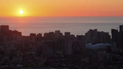 Panoramic view of Batumi at sunset from above from observation deck Video stock 274389678
