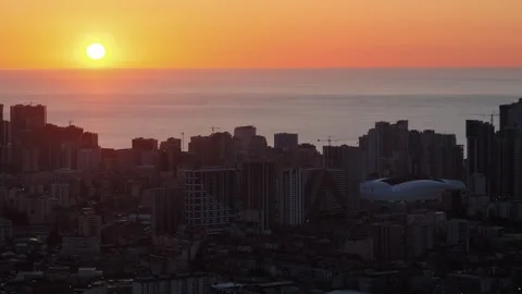 Panoramic view of Batumi at sunset from above from observation deck Video stock 274389819