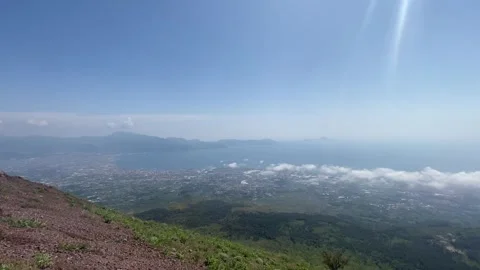 Panoramic view of bay of Naples from the top of Mount Vesuvius Stock Footage 280932920