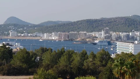 Panoramic view of the bay of san antonio, ibiza Stock Footage 106308257