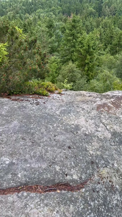 Panoramic view from B??dne Ska?y showing forested hills, valleys and open c.. Stock Footage 313663140