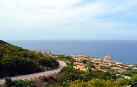 Panoramic view of the beach and the crystal sea of Sardinia Stock-Fotos