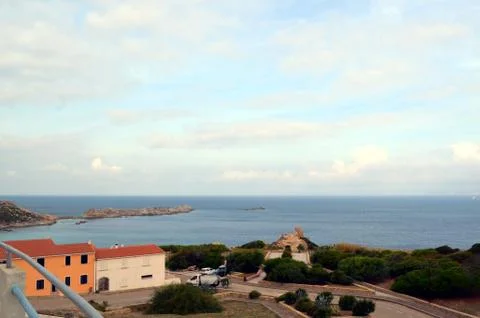 Panoramic view of the beach and the crystal sea of Sardinia Stock Photos