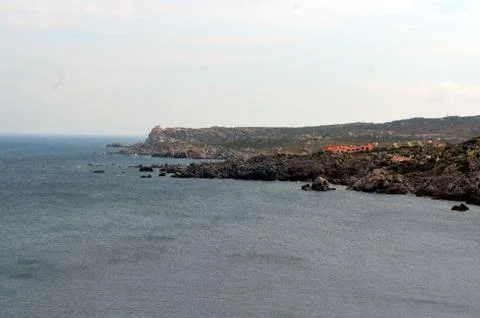Panoramic view of the beach and the crystal sea of Sardinia Stock Photos