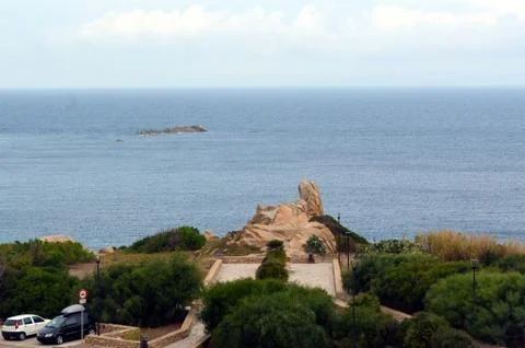 Panoramic view of the beach and the crystal sea of Sardinia Foto stock