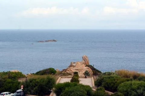 Panoramic view of the beach and the crystal sea of Sardinia Stock Photos