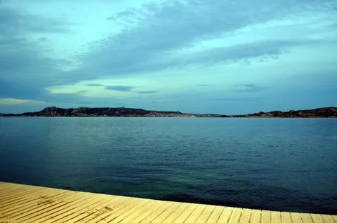 Panoramic view of the beach and the crystal sea of Sardinia Stock Photos