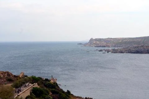 Panoramic view of the beach and the crystal sea of Sardinia Stock Photos