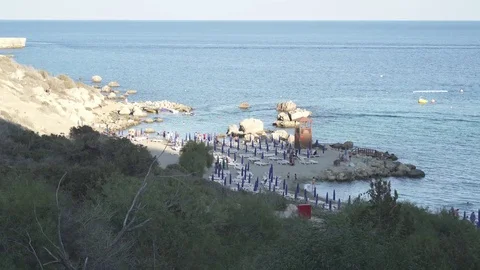 Panoramic view of the beach and the Mediterranean Sea Stock Footage 81530659