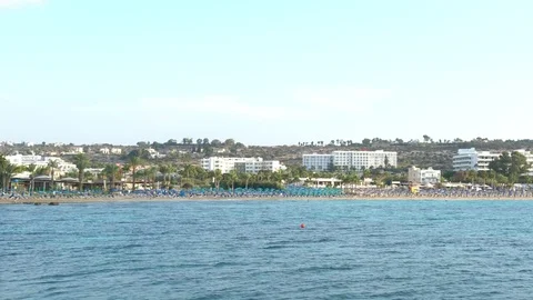 Panoramic view of the beach and the Mediterranean Sea Stock Footage 81799920