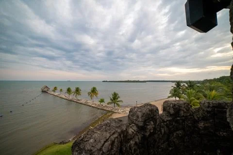 Panoramic View of Beach and Pier from a Lighthouse Stock Photos