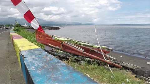 Panoramic view of the beach with boats, Manado, Sulawesi, Indonesia 스톡 동영상 162810841