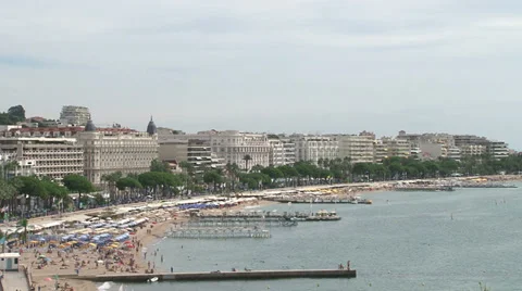 Panoramic view of beach in Cannes Stock Footage 37322029