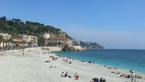 Panoramic view on the beach Stock Footage 109014368