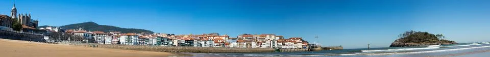 Panoramic View of the beach of Lekeitio Stock Photos