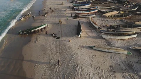 Panoramic view of the beach in Mauritania. Beach in Mauritania. Beach. View.  Stock Footage 137087653