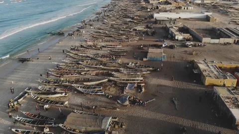 Panoramic view of the beach in Mauritania. Beach in Mauritania. Beach. View.  Stock Footage 137087697