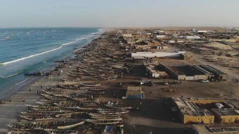 Panoramic view of the beach in Mauritania. Beach in Mauritania. Beach. View.  Stock Footage 137087713