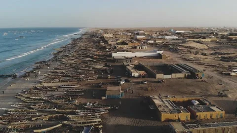 Panoramic view of the beach in Mauritania. Beach in Mauritania. Beach. View.  Stock Footage 137087740