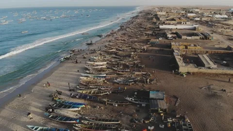 Panoramic view of the beach in Mauritania. Beach in Mauritania. Beach. View.  Stock Footage 137087774