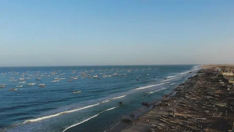 Panoramic view of the beach in Mauritania. Beach in Mauritania. Beach. View.  Stock Footage 137087782